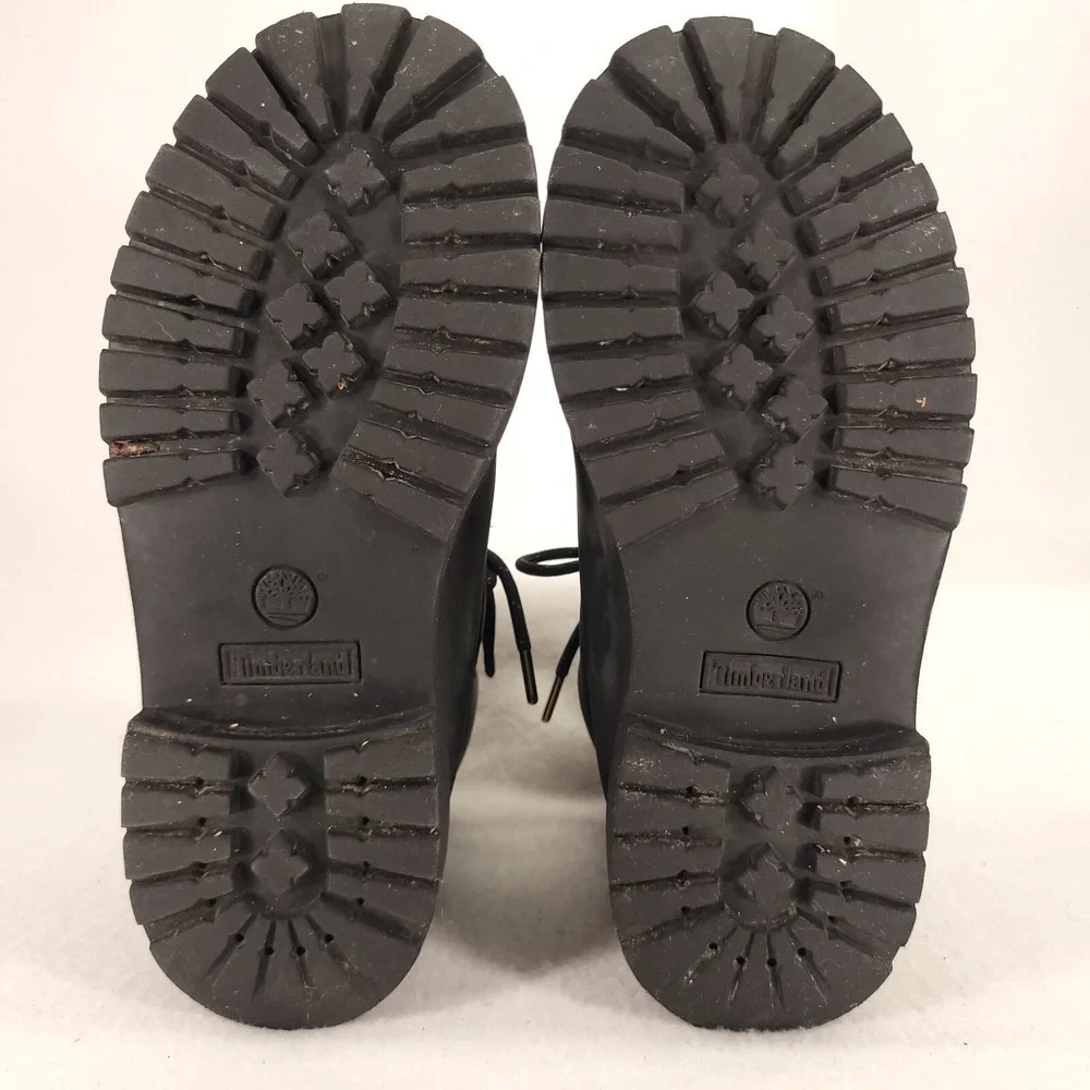 Timberland Boots Youth 3M 6-Inch Waterproof Black Leather Lace Up Insulated